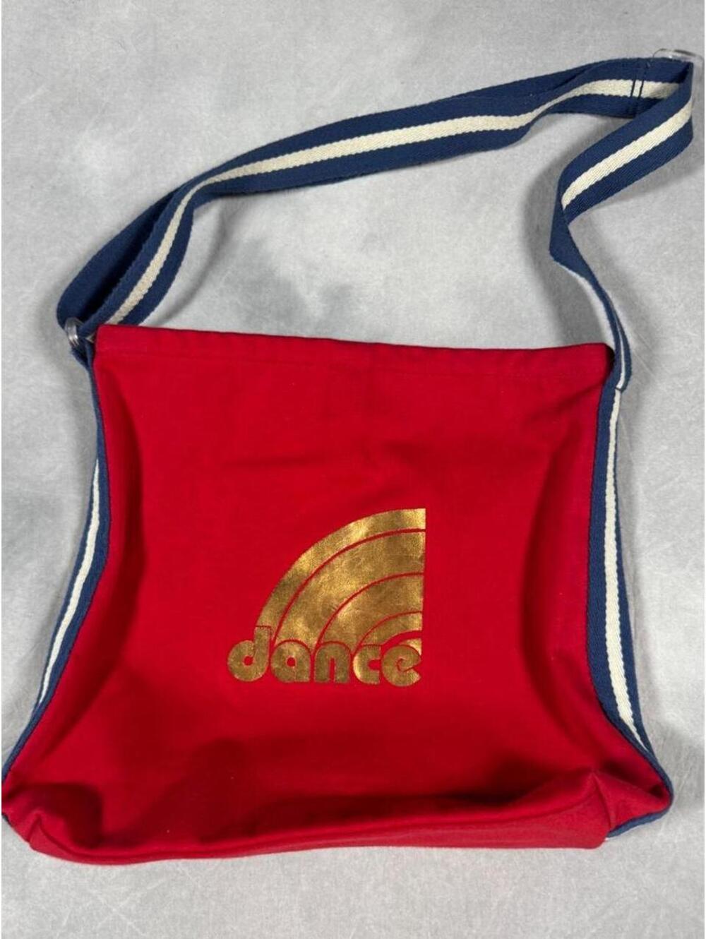 Rare Vintage GAP 2002 Dance Canvas Shoulder Bag Red Gold Graphic Striped Strap